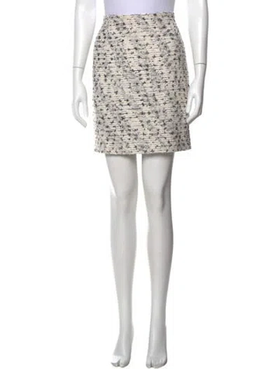 Pre-owned Oscar De La Renta Tweed Pattern Mini Skirt In Neutral