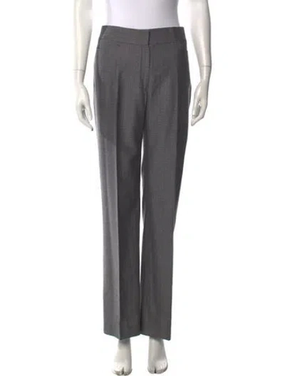 Pre-owned Oscar De La Renta Tweed Pattern Straight Leg Pants In Gray