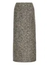 Oscar De La Renta Boucle Jersey Tweed Tailored Midi Skirt In Gray