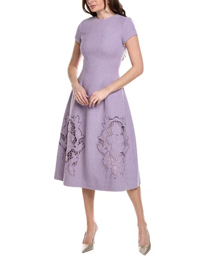 Oscar De La Renta Tweed Silk & Wool-blend Midi Dress In Purple