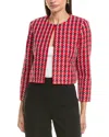 Oscar De La Renta Tweed Silk-lined Jacket In Red