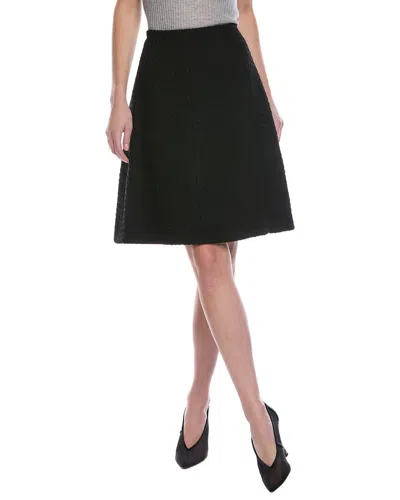 Oscar De La Renta Tweed Silk-lined Wool A-line Skirt In Black