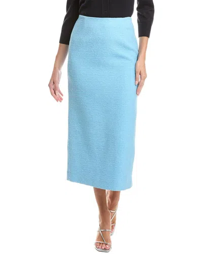 Oscar De La Renta Tweed Silk-lined Wool-blend Pencil Skirt In Blue