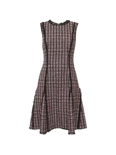 Pre-owned Oscar De La Renta Tweed Sleeveless Dress In Black