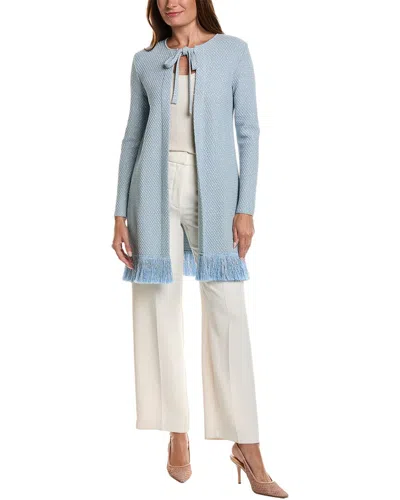 Oscar De La Renta Tweed Textured Silk-blend Jacket In Blue