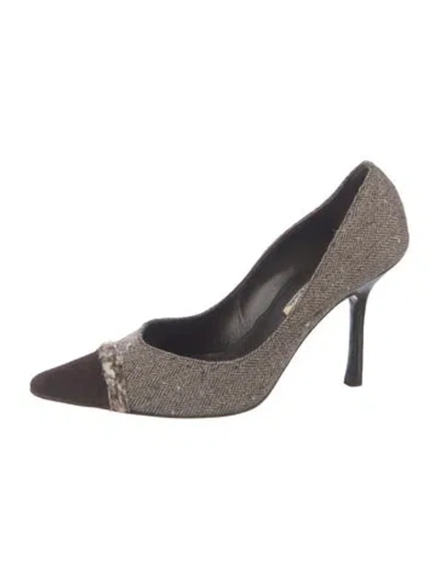Pre-owned Oscar De La Renta Tweed Tweed Pattern Pumps In Green