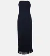 Oscar De La Renta Tweed Wool And Mohair-blend Bustier Dress In Blue