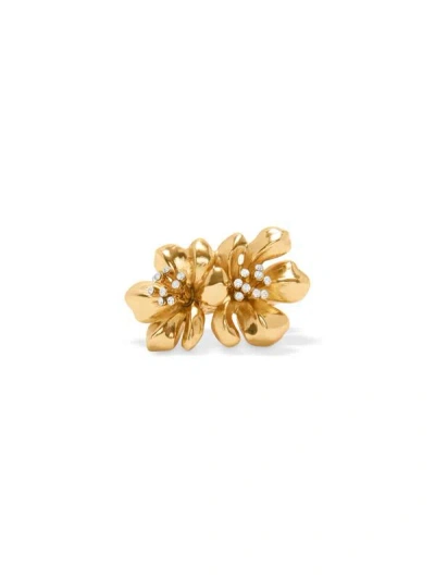 Oscar De La Renta Twin Flower Ring In Gold