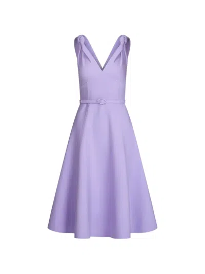 Oscar De La Renta Twist-detailed Wool Midi Dress In Purple