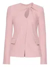 Oscar De La Renta Twist-detailed Tweed Jacket In Pink
