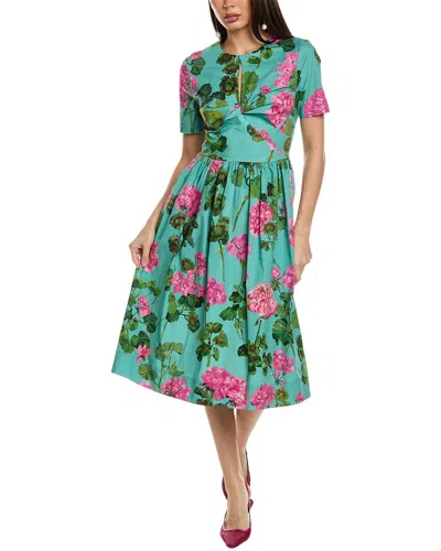 Oscar De La Renta Twist Midi Dress In Green