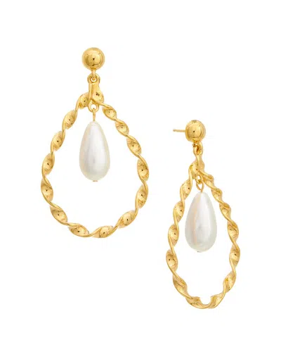Oscar De La Renta Twisted Pearl Drop Earrings In Gold