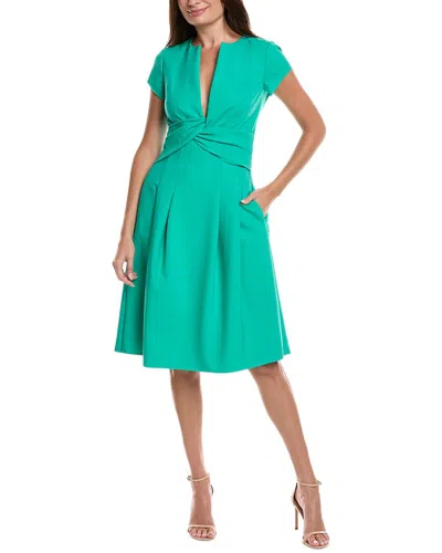 Oscar De La Renta Twisted Front Midi Dress In Green