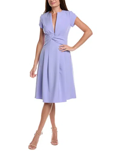 Oscar De La Renta Twisted Front Midi Dress In Purple