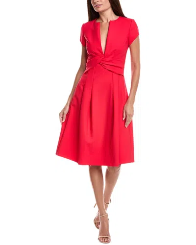 OSCAR DE LA RENTA TWISTED FRONT MIDI DRESS