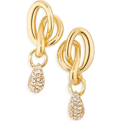 Oscar De La Renta Twisted O Knot Pavé Drop Earrings