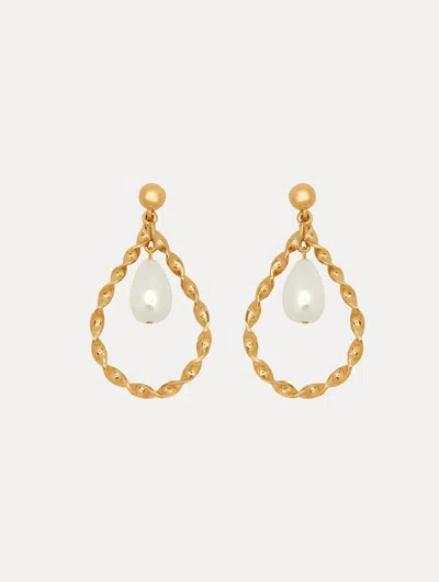 Oscar De La Renta Twisted Pearl Drop Earrings In White