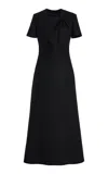 Oscar De La Renta Twisted Stretch-wool Midi Dress In Black
