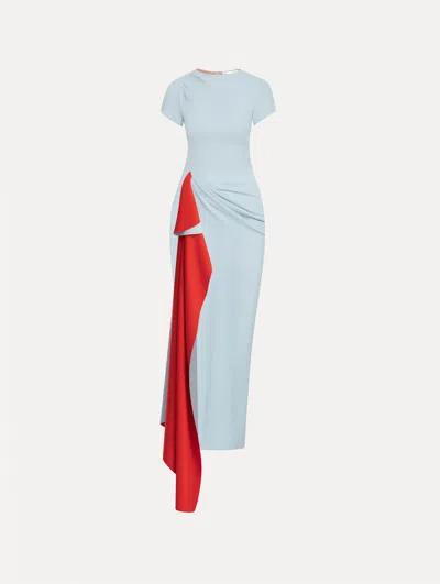 Oscar De La Renta Two-tone Jersey Asymmetrical Dress