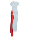 Oscar De La Renta Drape Front Double Face Jersey Dress In Blue