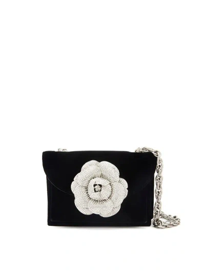 Oscar De La Renta Black Velvet Tro Bag