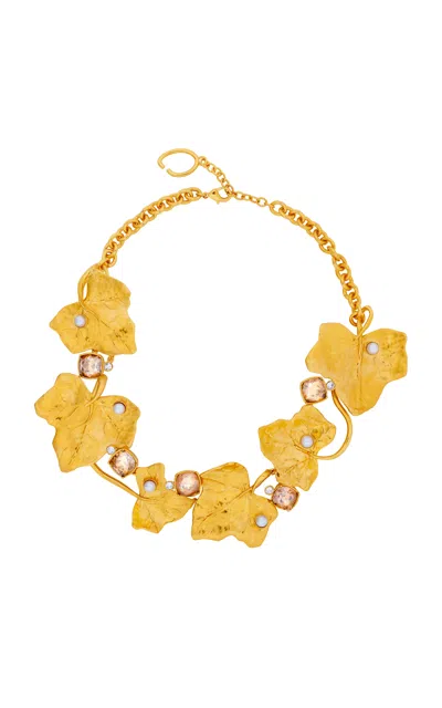 Oscar De La Renta Vines And Crystal Necklace In Gold