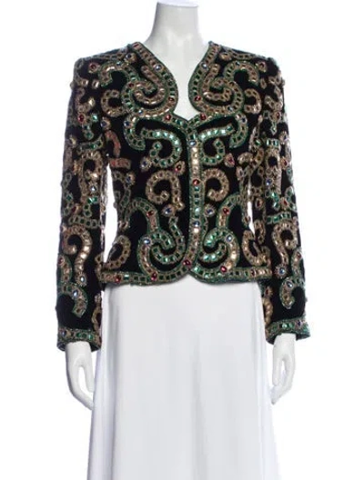 Pre-owned Oscar De La Renta Vintage 1980's Evening Jacket In Black