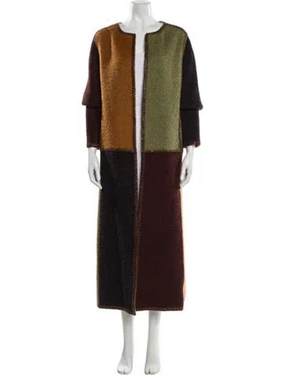 Pre-owned Oscar De La Renta Vintage 1990's Faux Fur Coat In Multi