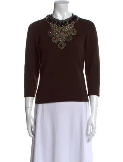 Pre-owned Oscar De La Renta Vintage 2000's Sweater In Brown