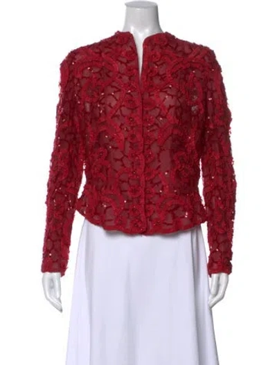 Pre-owned Oscar De La Renta Vintage 2006 Blouse In Red