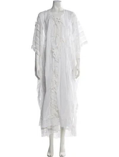Pre-owned Oscar De La Renta Vintage 2007 Robe In White