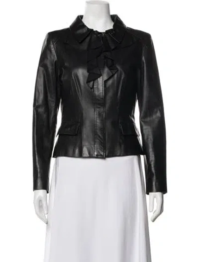 Pre-owned Oscar De La Renta Vintage 2008 Biker Jacket In Black