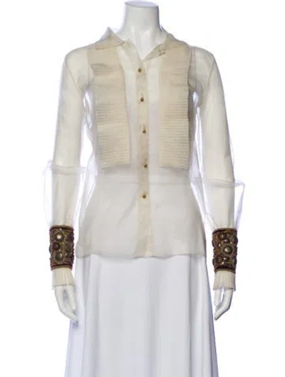 Pre-owned Oscar De La Renta Vintage 2008 Blouse In Neutral