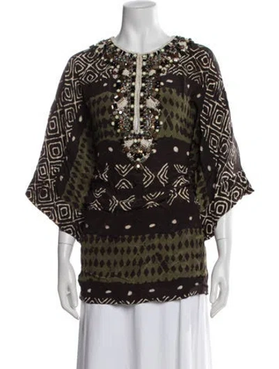 Pre-owned Oscar De La Renta Vintage 2008 Tunic In Brown/green