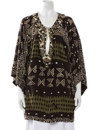 Pre-owned Oscar De La Renta Vintage 2008 Tunic In Brown/green