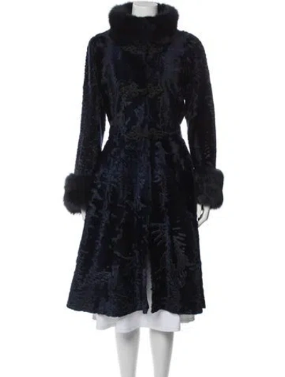 Pre-owned Oscar De La Renta Vintage 2011 Fur Coat In Blue