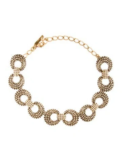 Pre-owned Oscar De La Renta Vintage Crystal Choker Necklace, 18.5" In Transparent