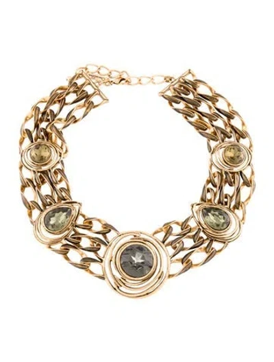 Pre-owned Oscar De La Renta Vintage Crystal Curb Chain Collar Necklace, 23.75"