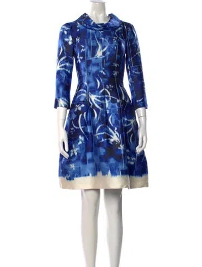 Pre-owned Oscar De La Renta Vintage Knee-length Dress In Blue