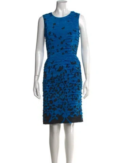 Pre-owned Oscar De La Renta Vintage Knee-length Dress In Blue