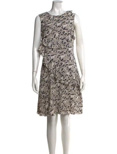 Pre-owned Oscar De La Renta Vintage Knee-length Dress In Grey