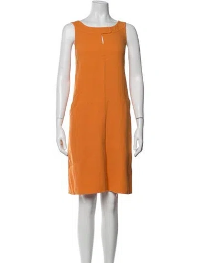 Pre-owned Oscar De La Renta Vintage Knee-length Dress In Orange