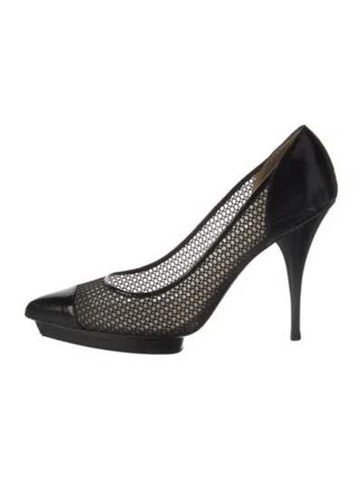 Pre-owned Oscar De La Renta Vintage Mesh Pumps In Black