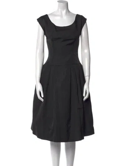 Pre-owned Oscar De La Renta Vintage Midi Length Dress In Black