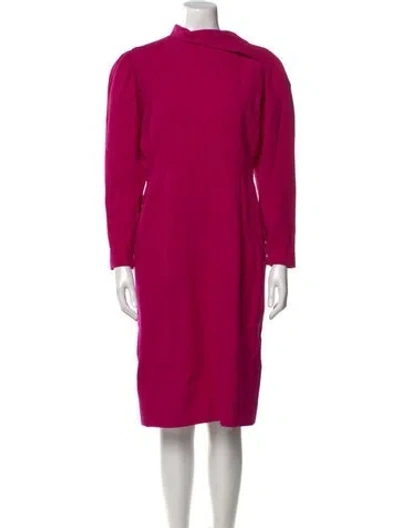 Pre-owned Oscar De La Renta Vintage Midi Length Dress In Pink