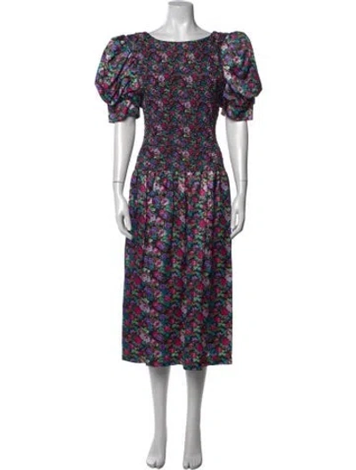 Pre-owned Oscar De La Renta Vintage Midi Length Dress In Purple