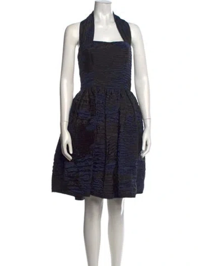 Pre-owned Oscar De La Renta Vintage Mini Dress In Black/blue