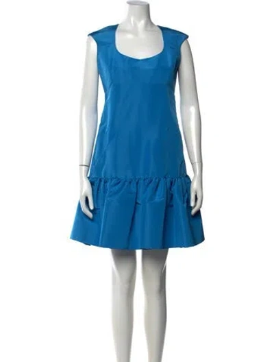 Pre-owned Oscar De La Renta Vintage Mini Dress In Blue