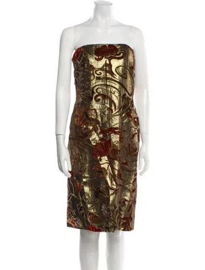 Pre-owned Oscar De La Renta Vintage Mini Dress In Brown