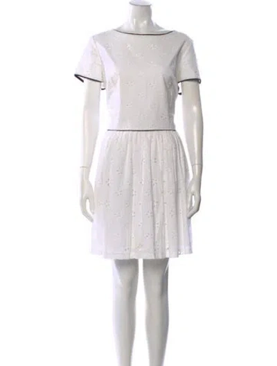 Pre-owned Oscar De La Renta Vintage Mini Dress In White